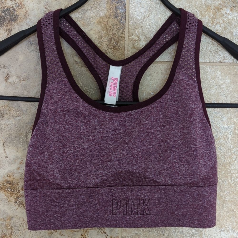 PINK Victoria's Secret XS Burgundy Sports Bra Active Athletic Athleisure